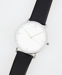 an meets zakka ビッグラウンドダイヤルレザーバンド腕時計