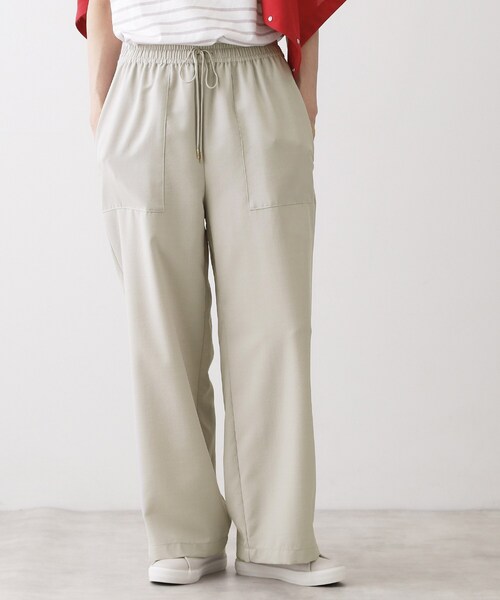 Dessin（デッサン）の「【接触冷感/ウエストゴム/洗える】イージーワイドパンツ（その他パンツ・レディース・ネイビー/ナチュラル/サックスブルー・03/02/01/00）」の4枚目の写真