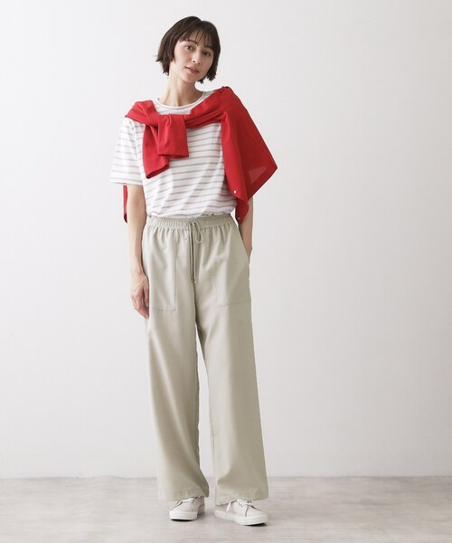 Dessin（デッサン）の「【接触冷感/ウエストゴム/洗える】イージーワイドパンツ（その他パンツ・レディース・ネイビー/ナチュラル/サックスブルー・03/02/01/00）」の5枚目の写真