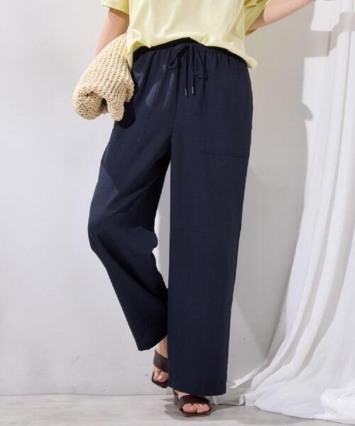 Dessin（デッサン）の「【接触冷感/ウエストゴム/洗える】イージーワイドパンツ（その他パンツ・レディース・ネイビー/ナチュラル/サックスブルー・03/02/01/00）」の12枚目の写真