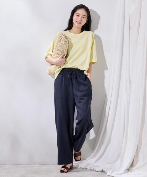 Dessin（デッサン）の「【接触冷感/ウエストゴム/洗える】イージーワイドパンツ（その他パンツ・レディース・ネイビー/ナチュラル/サックスブルー・03/02/01/00）」の14枚目の写真