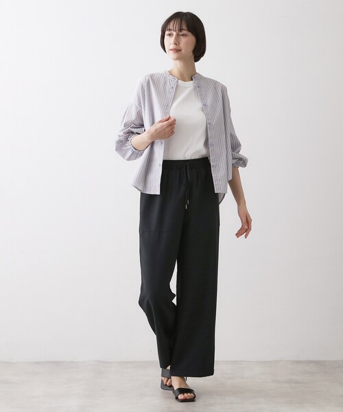 Dessin（デッサン）の「【接触冷感/ウエストゴム/洗える】イージーワイドパンツ（その他パンツ・レディース・ネイビー/ナチュラル/サックスブルー・03/02/01/00）」の17枚目の写真