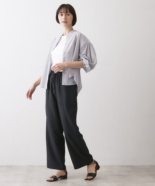 Dessin（デッサン）の「【接触冷感/ウエストゴム/洗える】イージーワイドパンツ（その他パンツ・レディース・ネイビー/ナチュラル/サックスブルー・03/02/01/00）」の18枚目の写真