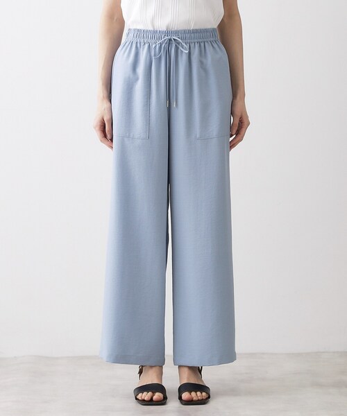 Dessin（デッサン）の「【接触冷感/ウエストゴム/洗える】イージーワイドパンツ（その他パンツ・レディース・ネイビー/ナチュラル/サックスブルー・03/02/01/00）」の20枚目の写真