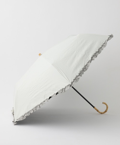 one after another NICE CLAUP（ワンアフターアナザーナイスクラップ）の「晴雨兼用/バイカラーフリル折りたたみ傘（折りたたみ傘・レディース・ブラック/ホワイト・FREE）」の4枚目の写真