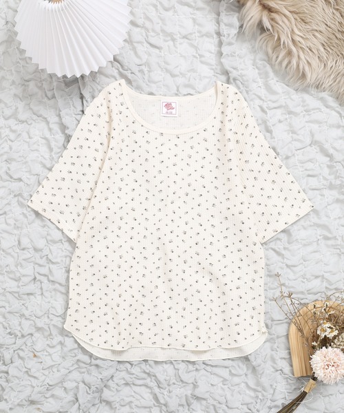 JEMORGAN（ジェーイーモーガン）の「JEMORGAN ワッフル花柄ハーフスリーブクルー（パック）（Tシャツ/カットソー・レディース・ブラック/パープル/ピンク・F）」の4枚目の写真