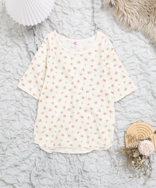 JEMORGAN（ジェーイーモーガン）の「JEMORGAN ワッフル花柄ハーフスリーブクルー（パック）（Tシャツ/カットソー・レディース・ブラック/パープル/ピンク・F）」の8枚目の写真