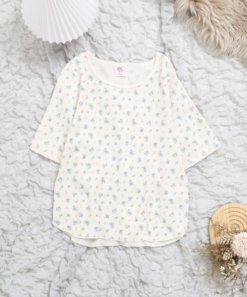 JEMORGAN（ジェーイーモーガン）の「JEMORGAN ワッフル花柄ハーフスリーブクルー（パック）（Tシャツ/カットソー・レディース・ブラック/パープル/ピンク・F）」の12枚目の写真