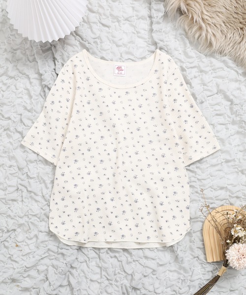 JEMORGAN（ジェーイーモーガン）の「JEMORGAN ワッフル花柄ハーフスリーブクルー（パック）（Tシャツ/カットソー・レディース・ブラック/パープル/ピンク・F）」の6枚目の写真