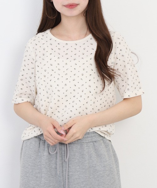 JEMORGAN（ジェーイーモーガン）の「JEMORGAN ワッフル花柄ハーフスリーブクルー（パック）（Tシャツ/カットソー・レディース・ブラック/パープル/ピンク・F）」の19枚目の写真