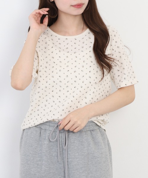 JEMORGAN（ジェーイーモーガン）の「JEMORGAN ワッフル花柄ハーフスリーブクルー（パック）（Tシャツ/カットソー・レディース・ブラック/パープル/ピンク・F）」の20枚目の写真