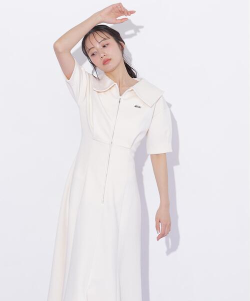 JILL by JILL STUART(ジルバイジルスチュアート)の「ビッグカラーダイバーロングワンピース(ワンピース・レディース・グレー/ピンク/ホワイト・FREE)」の16枚目の写真
