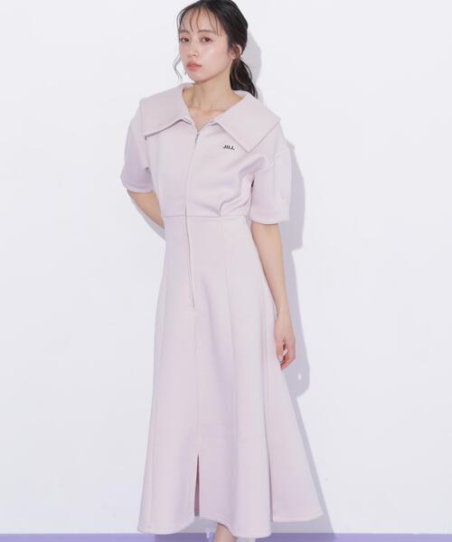 JILL by JILL STUART(ジルバイジルスチュアート)の「ビッグカラーダイバーロングワンピース(ワンピース・レディース・グレー/ピンク/ホワイト・FREE)」の9枚目の写真