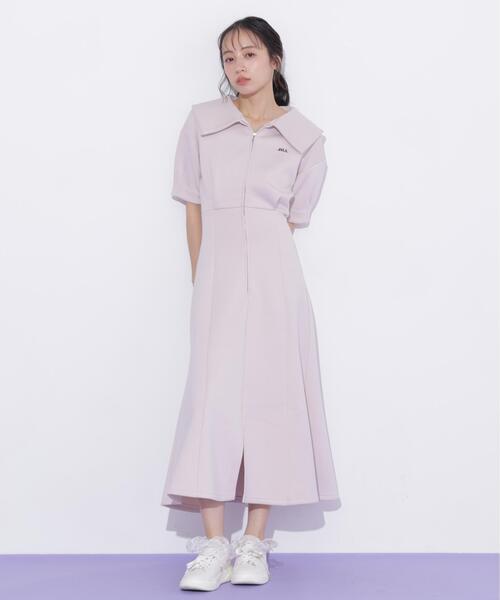 JILL by JILL STUART(ジルバイジルスチュアート)の「ビッグカラーダイバーロングワンピース(ワンピース・レディース・グレー/ピンク/ホワイト・FREE)」の7枚目の写真