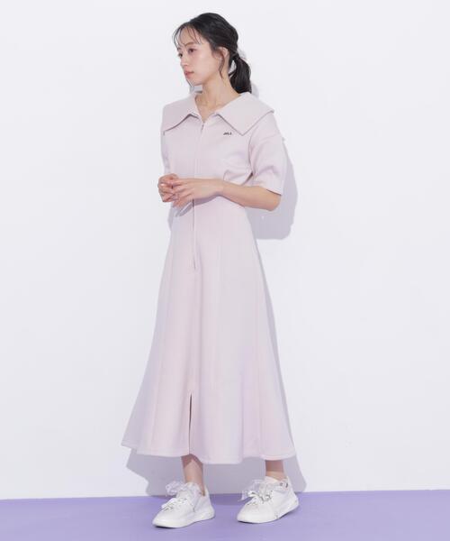 JILL by JILL STUART(ジルバイジルスチュアート)の「ビッグカラーダイバーロングワンピース(ワンピース・レディース・グレー/ピンク/ホワイト・FREE)」の6枚目の写真