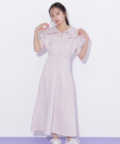 JILL by JILL STUART(ジルバイジルスチュアート)の「ビッグカラーダイバーロングワンピース(ワンピース・レディース・グレー/ピンク/ホワイト・FREE)」の3枚目の写真