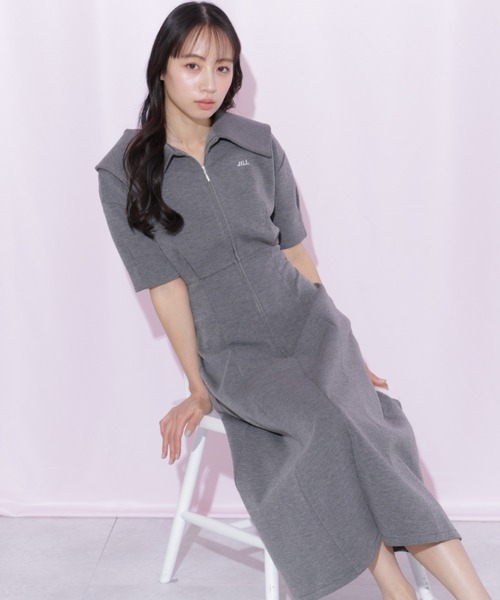 JILL by JILL STUART(ジルバイジルスチュアート)の「ビッグカラーダイバーロングワンピース(ワンピース・レディース・グレー/ピンク/ホワイト・FREE)」の16枚目の写真