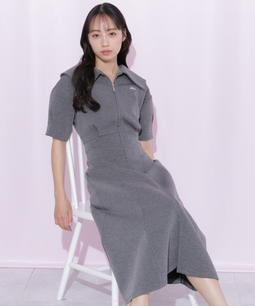 JILL by JILL STUART(ジルバイジルスチュアート)の「ビッグカラーダイバーロングワンピース(ワンピース・レディース・グレー/ピンク/ホワイト・FREE)」の14枚目の写真