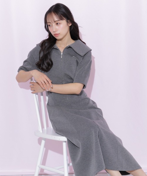 JILL by JILL STUART(ジルバイジルスチュアート)の「ビッグカラーダイバーロングワンピース(ワンピース・レディース・グレー/ピンク/ホワイト・FREE)」の17枚目の写真