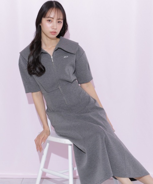 JILL by JILL STUART(ジルバイジルスチュアート)の「ビッグカラーダイバーロングワンピース(ワンピース・レディース・グレー/ピンク/ホワイト・FREE)」の15枚目の写真