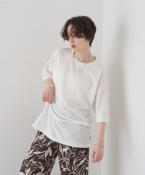 Rouge vif Anna(ルージュヴィフアンナ)の「コットンバックドレープTシャツ/セミロング丈(Tシャツ/カットソー・レディース・ホワイト/モカ・フリー)」の18枚目の写真