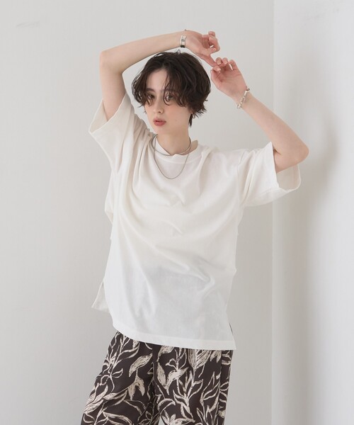 Rouge vif Anna(ルージュヴィフアンナ)の「コットンバックドレープTシャツ/セミロング丈(Tシャツ/カットソー・レディース・ホワイト/モカ・フリー)」の17枚目の写真