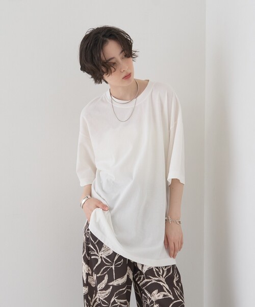 Rouge vif Anna(ルージュヴィフアンナ)の「コットンバックドレープTシャツ/セミロング丈(Tシャツ/カットソー・レディース・ホワイト/モカ・フリー)」の14枚目の写真