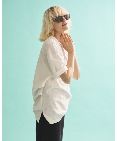Rouge vif Anna(ルージュヴィフアンナ)の「コットンバックドレープTシャツ/セミロング丈(Tシャツ/カットソー・レディース・ホワイト/モカ・フリー)」の20枚目の写真