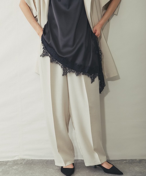 ANOTHER S(アナザーエス)の「【セットアップ対応】リネンライク ツータック カーブパンツ(スラックス・レディース・アイボリー/ブラック/ベージュ・FREE)」の14枚目の写真