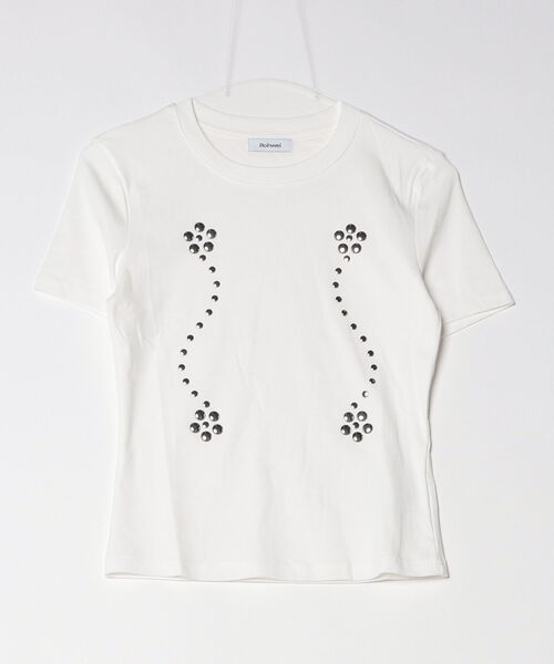 Rohwel（ローウェル）の「Stud Line T-Shirt / スタッズラインTシャツ（Tシャツ/カットソー・レディース・ホワイト/ブラック/グレー・FREE）」の9枚目の写真