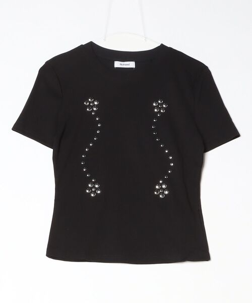 Rohwel（ローウェル）の「Stud Line T-Shirt / スタッズラインTシャツ（Tシャツ/カットソー・レディース・ホワイト/ブラック/グレー・FREE）」の8枚目の写真