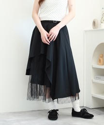 .worksレイシー格子柄切替ラッフルスカート