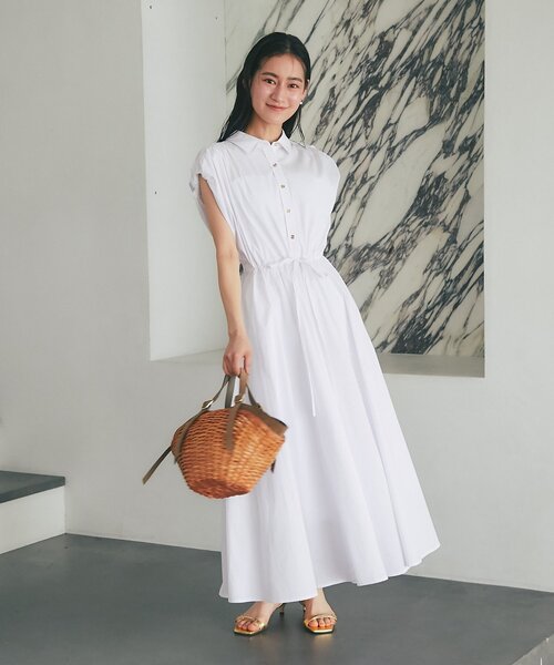 La boutique BonBon(ラブティックボンボン)の「【涼しくてお上品】フレンチバルーンスリーブワンピース(ワンピース・レディース・ネイビー/ホワイト・FREE/PM)」の3枚目の写真