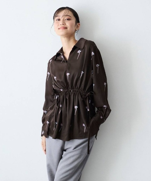 COMMON+HAUS(コモンハウス)の「プリント柄アノラックシャツブラウス(シャツ/ブラウス・レディース・ライム/ブラウン・FREE)」の2枚目の写真