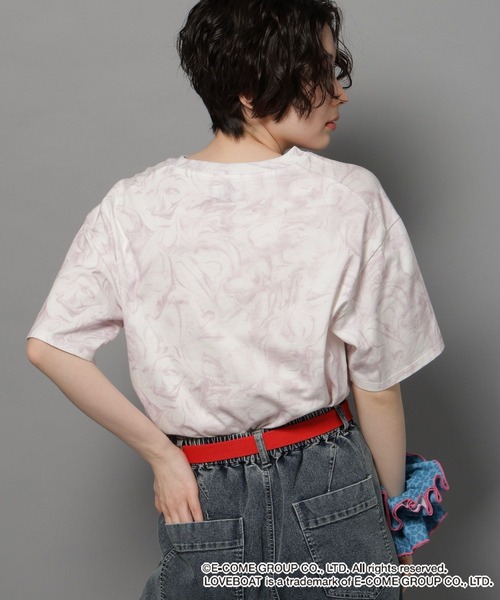 niko and...（ニコアンド）の「【LOVEBOAT(ラブボート)】コラボマーブルＴシャツ（Tシャツ/カットソー・レディース・スモーク/オフホワイト・MEDIUM/LARGE）」の9枚目の写真