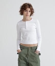 《DAILY/WOMAN》L/S HENLEY NECK T-SHIRT