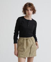 《DAILY/WOMAN》L/S HENLEY NECK T-SHIRT