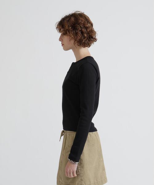AVIREX(アヴィレックス)の「《DAILY/WOMAN》L/S HENLEY NECK T-SHIRT(Tシャツ/カットソー・レディース・ホワイト/ブラック・M/S)」の12枚目の写真