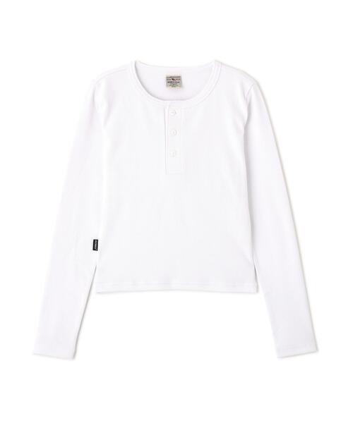 AVIREX(アヴィレックス)の「《DAILY/WOMAN》L/S HENLEY NECK T-SHIRT(Tシャツ/カットソー・レディース・ホワイト/ブラック・M/S)」の7枚目の写真
