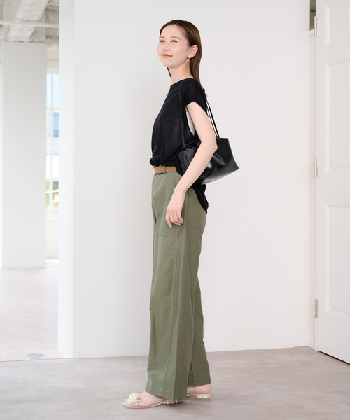 U by SPICK&SPAN（ユーバイスピックアンドスパン）の「《接触冷感》ウォッシャブルリネンブレンドプルオーバー（ニット/セーター・レディース・ブラック/ホワイト/グリーン・FREE）」の20枚目の写真