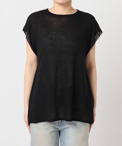 U by SPICK&SPAN（ユーバイスピックアンドスパン）の「《接触冷感》ウォッシャブルリネンブレンドプルオーバー（ニット/セーター・レディース・ブラック/ホワイト/グリーン・FREE）」の7枚目の写真