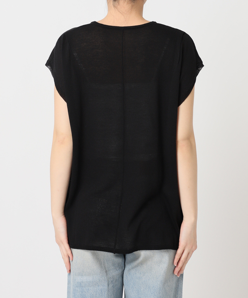 U by SPICK&SPAN（ユーバイスピックアンドスパン）の「《接触冷感》ウォッシャブルリネンブレンドプルオーバー（ニット/セーター・レディース・ブラック/ホワイト/グリーン・FREE）」の9枚目の写真
