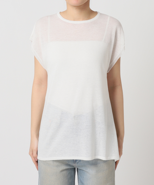 U by SPICK&SPAN（ユーバイスピックアンドスパン）の「《接触冷感》ウォッシャブルリネンブレンドプルオーバー（ニット/セーター・レディース・ブラック/ホワイト/グリーン・FREE）」の14枚目の写真