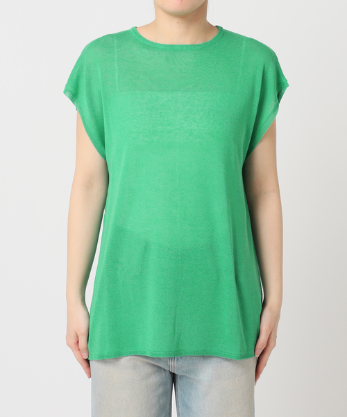 U by SPICK&SPAN（ユーバイスピックアンドスパン）の「《接触冷感》ウォッシャブルリネンブレンドプルオーバー（ニット/セーター・レディース・ブラック/ホワイト/グリーン・FREE）」の16枚目の写真