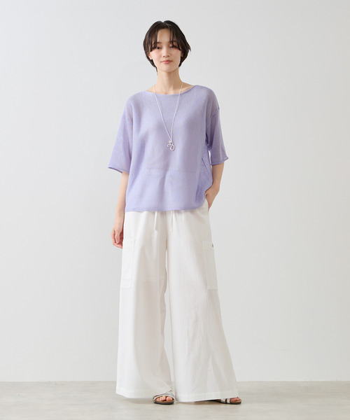 MELROSE claire(メルローズ クレール)の「【麻タッチ天竺ボートネックハーフスリーブプルオーバー】(ニット/セーター・レディース・チャコールグレー/ライトベージュ/オレンジ/ラベンダー・FREE)」の10枚目の写真