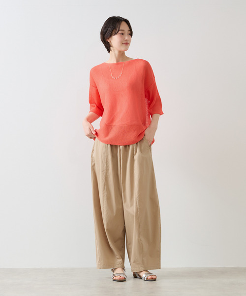 MELROSE claire(メルローズ クレール)の「【麻タッチ天竺ボートネックハーフスリーブプルオーバー】(ニット/セーター・レディース・チャコールグレー/ライトベージュ/オレンジ/ラベンダー・FREE)」の17枚目の写真