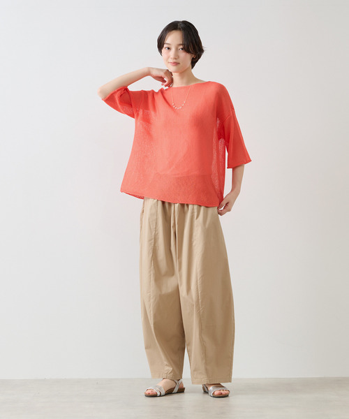MELROSE claire(メルローズ クレール)の「【麻タッチ天竺ボートネックハーフスリーブプルオーバー】(ニット/セーター・レディース・チャコールグレー/ライトベージュ/オレンジ/ラベンダー・FREE)」の19枚目の写真