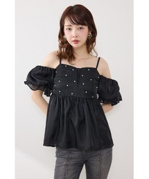 【AKB48 伊藤百花さん着用】2WAYビジューオフショルブラウス 春服 夏服