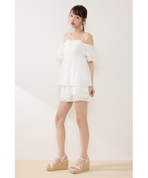 rienda（リエンダ）の「【AKB48 伊藤百花さん着用】2WAYビジューオフショルブラウス　春服 夏服（シャツ/ブラウス・レディース・ブラック/ベージュ/ホワイト・FREE）」の5枚目の写真