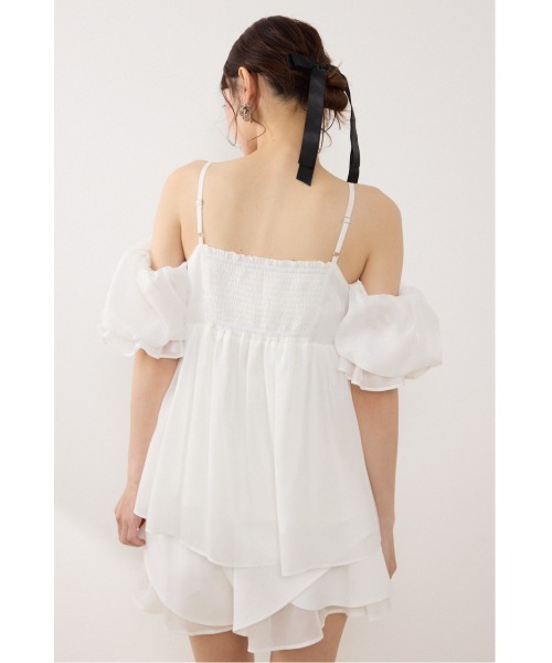 rienda（リエンダ）の「【AKB48 伊藤百花さん着用】2WAYビジューオフショルブラウス　春服 夏服（シャツ/ブラウス・レディース・ブラック/ベージュ/ホワイト・FREE）」の8枚目の写真